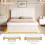 (Cream White) Ottoman Double Bed with LED Lighting 6