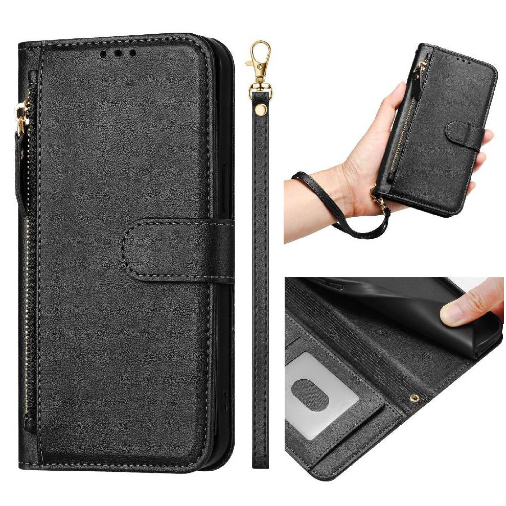 (Black) Flip Case For Motorola Moto G82 5G Pu Leather Magnetic Zipper Card Holder Black 764563781836