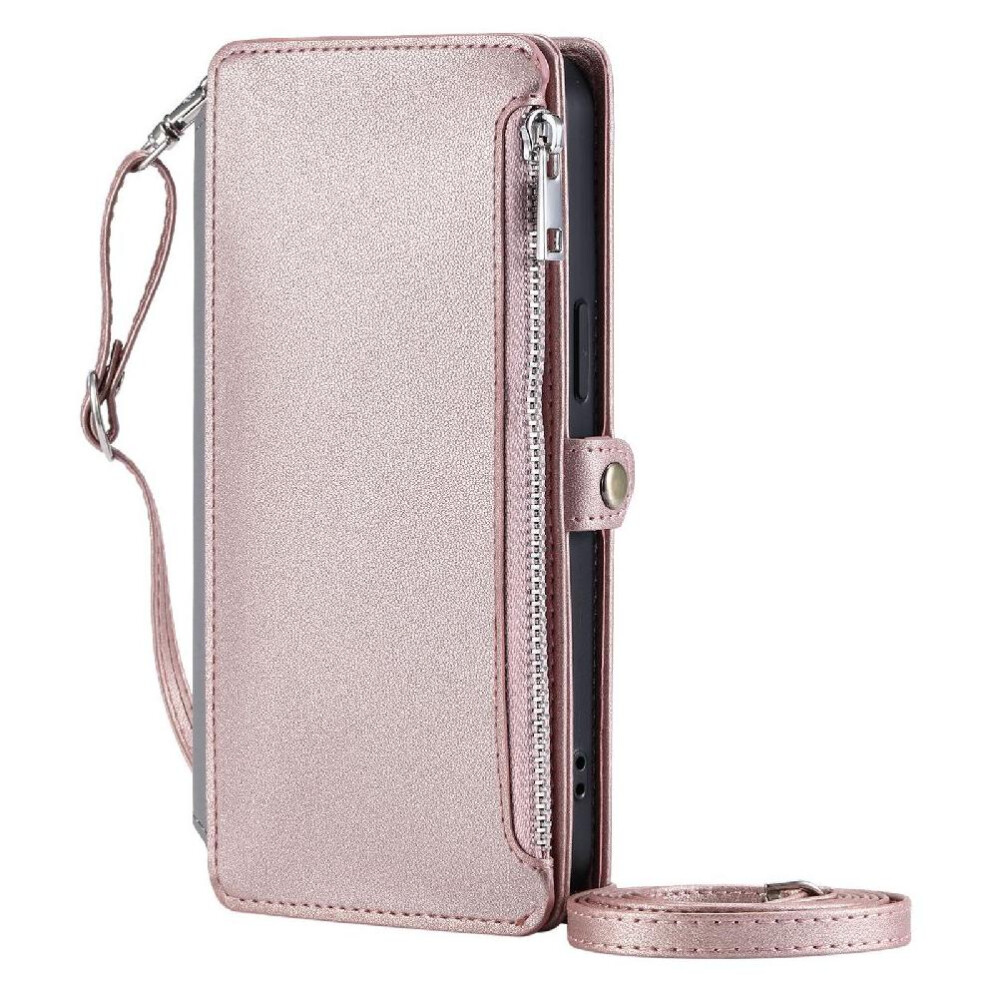 (Pink) Crossbody Case For Motorola Moto G82 Long Lanyard Zipper Bills Slot 9 Card Slots Rfid Blocking Case Wallet Pink 764563781959