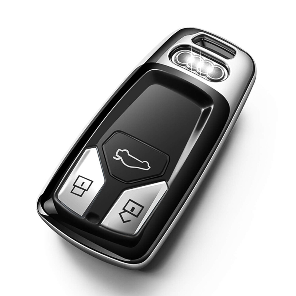 Tukellen For Audi Key Fob Cover, Special Soft Tpu Key Case Cover Protector Compatible With Audi A4 Q7 Q5 Tt A3 A6 Sq5 R8 S5 Smart Key (Silver) Silver 680904548817