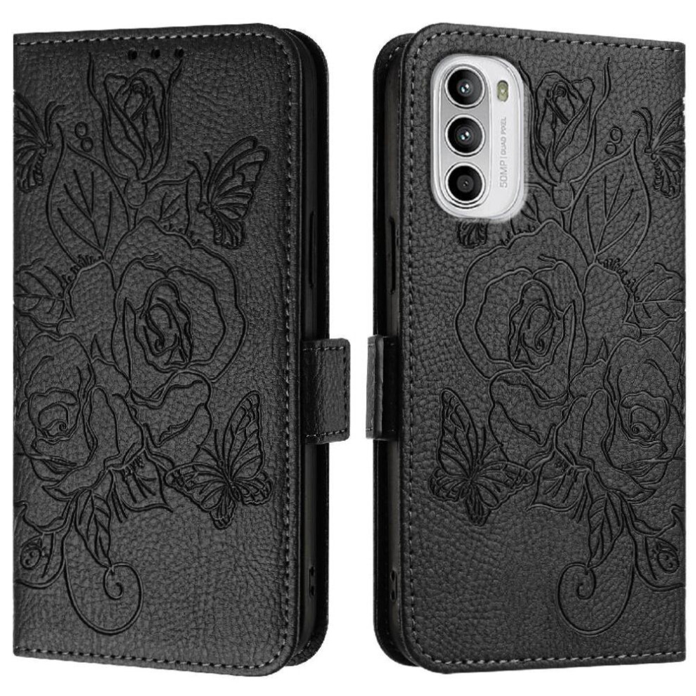 (Black) Case For Motorola Moto G82 5G Magnetic Wallet With Credit Card Slot Pu Leather Black 764563782048
