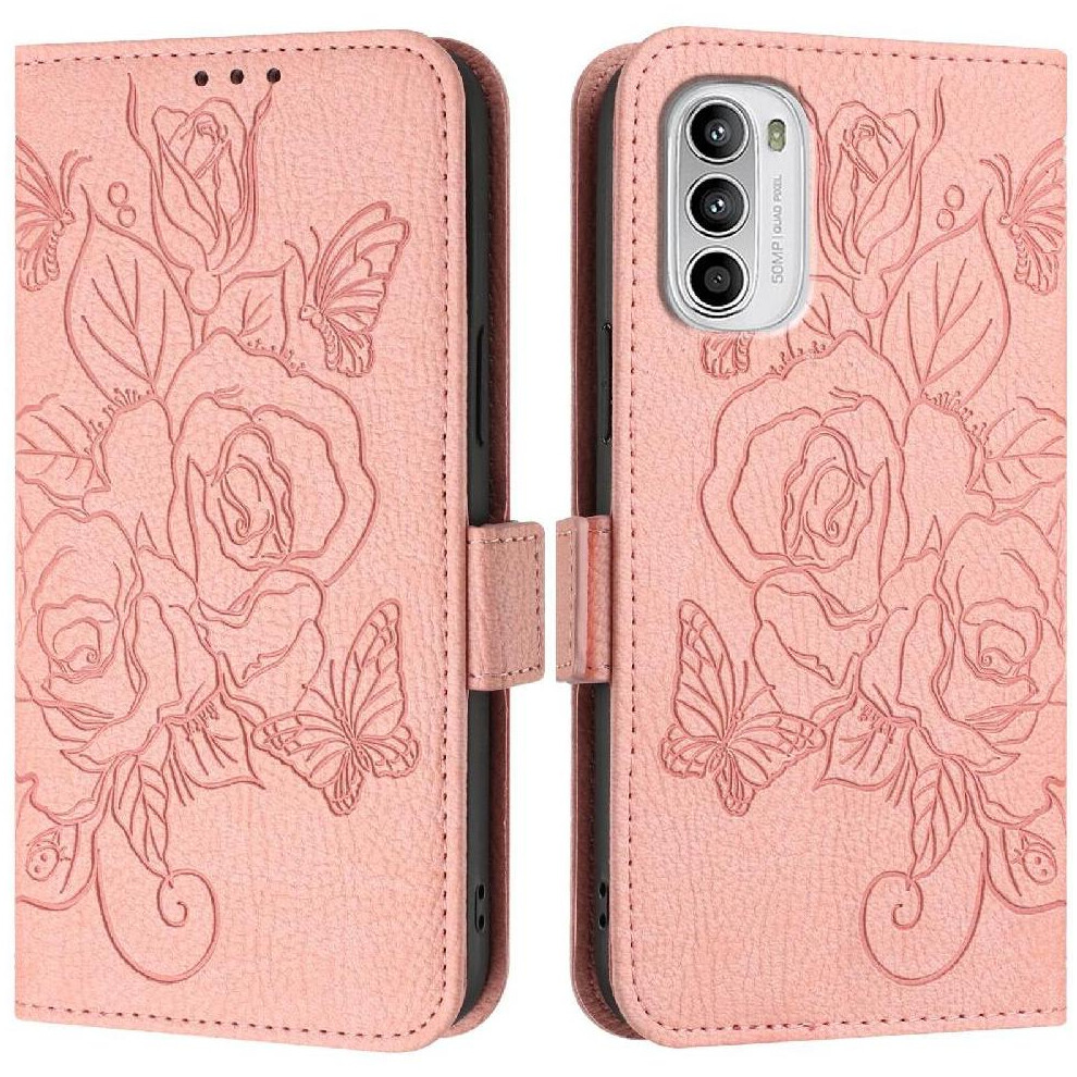 (Pink) Case For Motorola Moto G82 5G Magnetic Wallet With Credit Card Slot Pu Leather Pink 764563782024