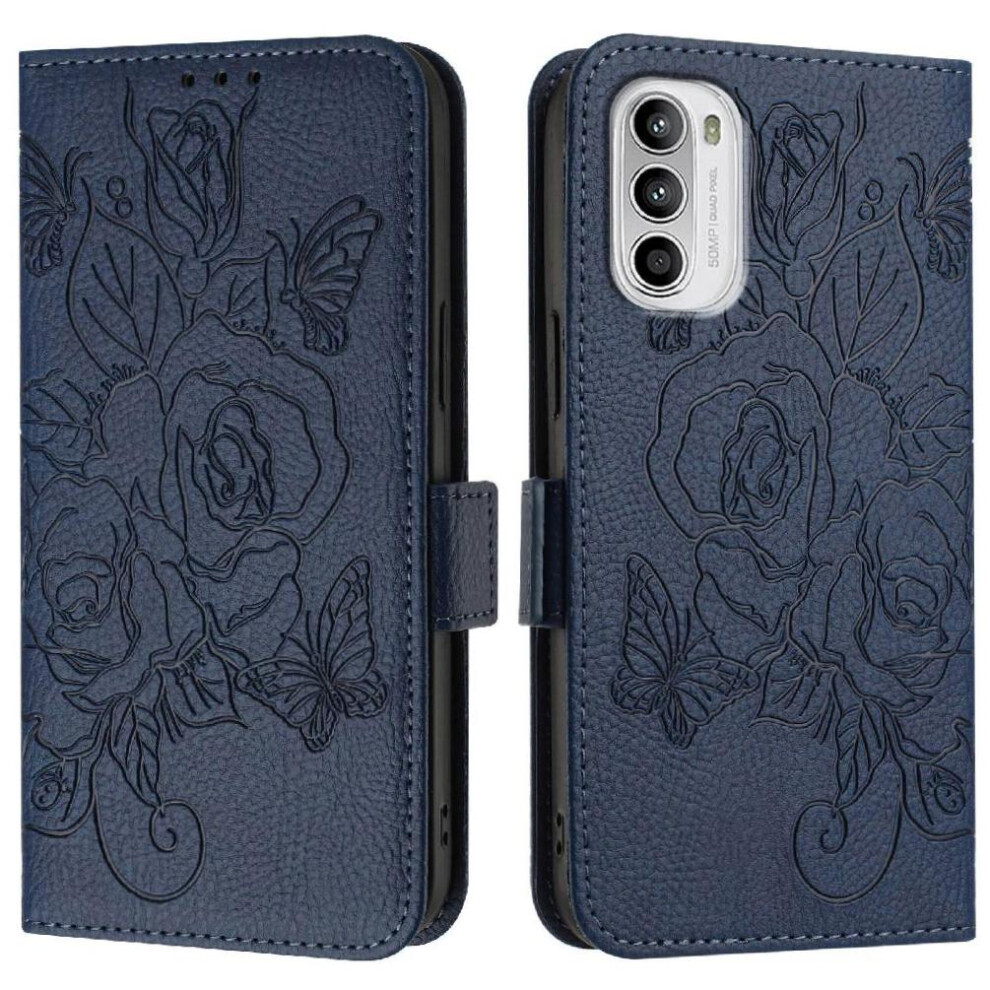 (Dark ) Case For Motorola Moto G82 5G Magnetic Wallet With Credit Card Slot Pu Leather Blue 764563782031