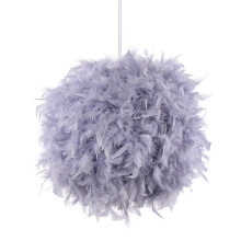 Modern Feather Pendant Light Fluffy Feather Pendant Lamp ,Feather Light Shade ,for Bedroom, Living Room, Wedding (Grey)