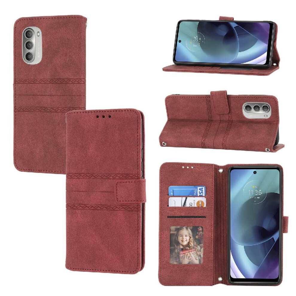 (Red) Flip Case For Motorola Moto G82 5G Kickstand Shockproof Protective Wallet Case Magnetic Closure Pu Leather Red 764563782536