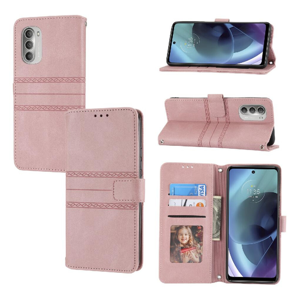 (Pink) Flip Case For Motorola Moto G82 5G Kickstand Shockproof Protective Wallet Case Magnetic Closure Pu Leather Pink 764563782529