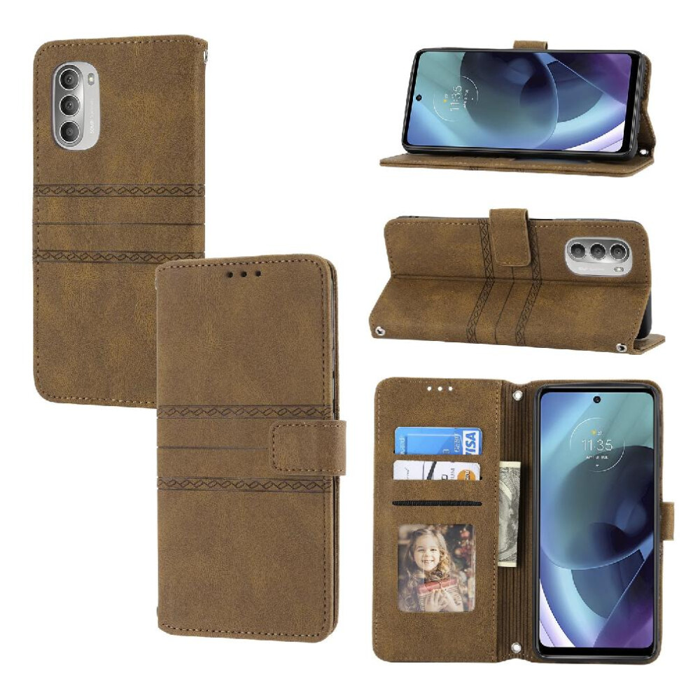(Brown) Flip Case For Motorola Moto G82 5G Kickstand Shockproof Protective Wallet Case Magnetic Closure Pu Leather Brown 764563782543
