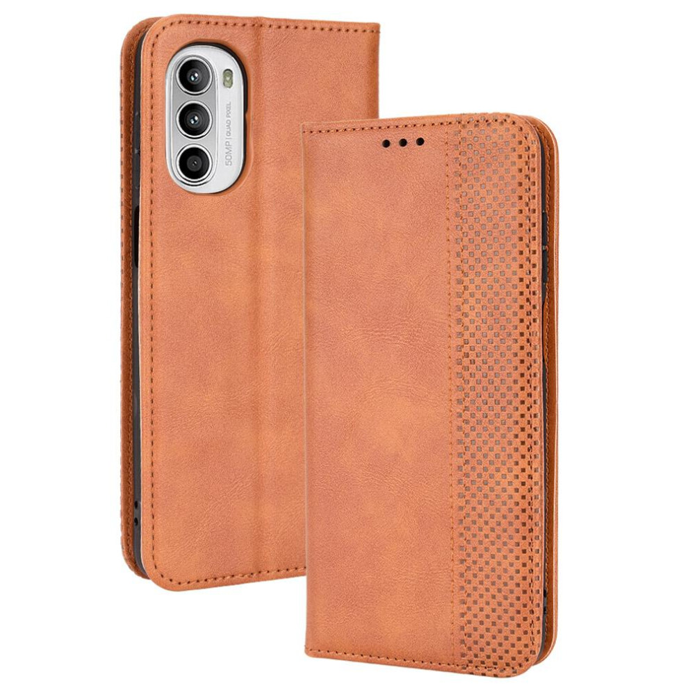 (Brown) Case For Motorola Moto G82 5G/G52 4G Wallet Magnetic Closure Pu Leather Brown 764563782673