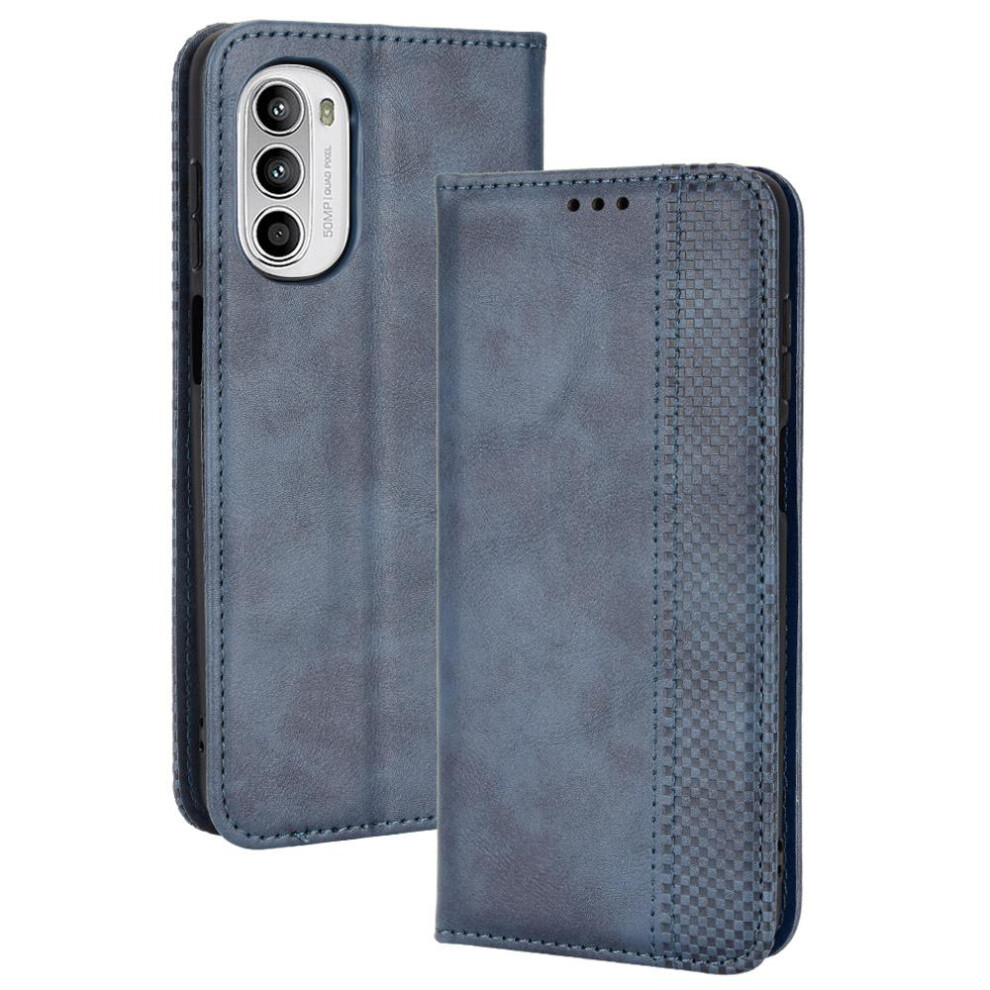 (Blue) Case For Motorola Moto G82 5G/G52 4G Wallet Magnetic Closure Pu Leather Blue 764563782666