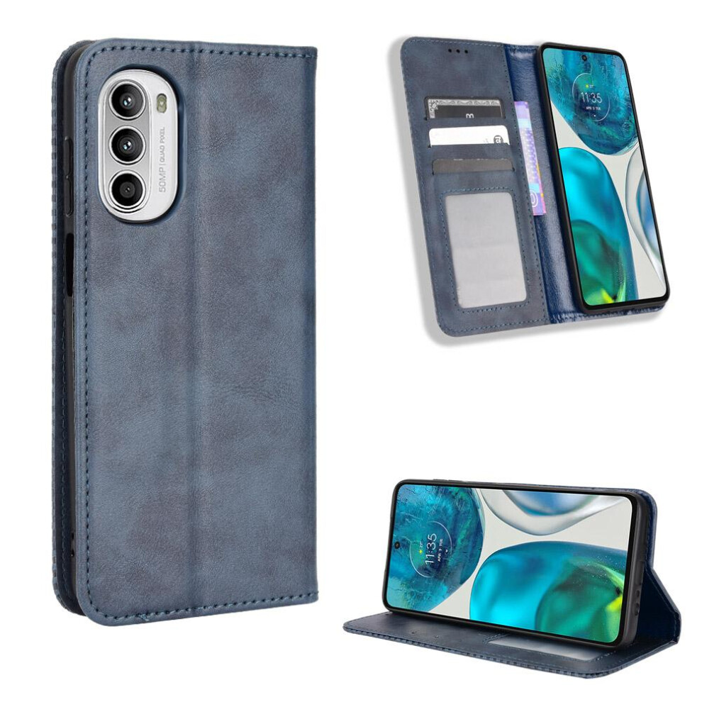 (Blue) Case For Motorola Moto G82 5G/G52 4G Pu Leather Wallet Magnetic Closure Blue 764563782703