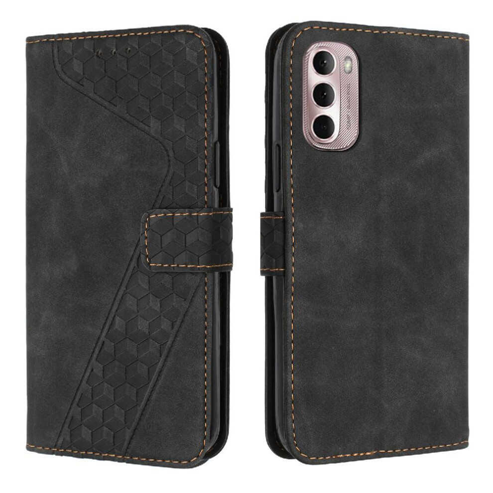 (Black) Phone Case For Motorola Moto G52/G82 Flip Folio Magnetic Wallet Kickstand Card Slots Cover Black 764563782734