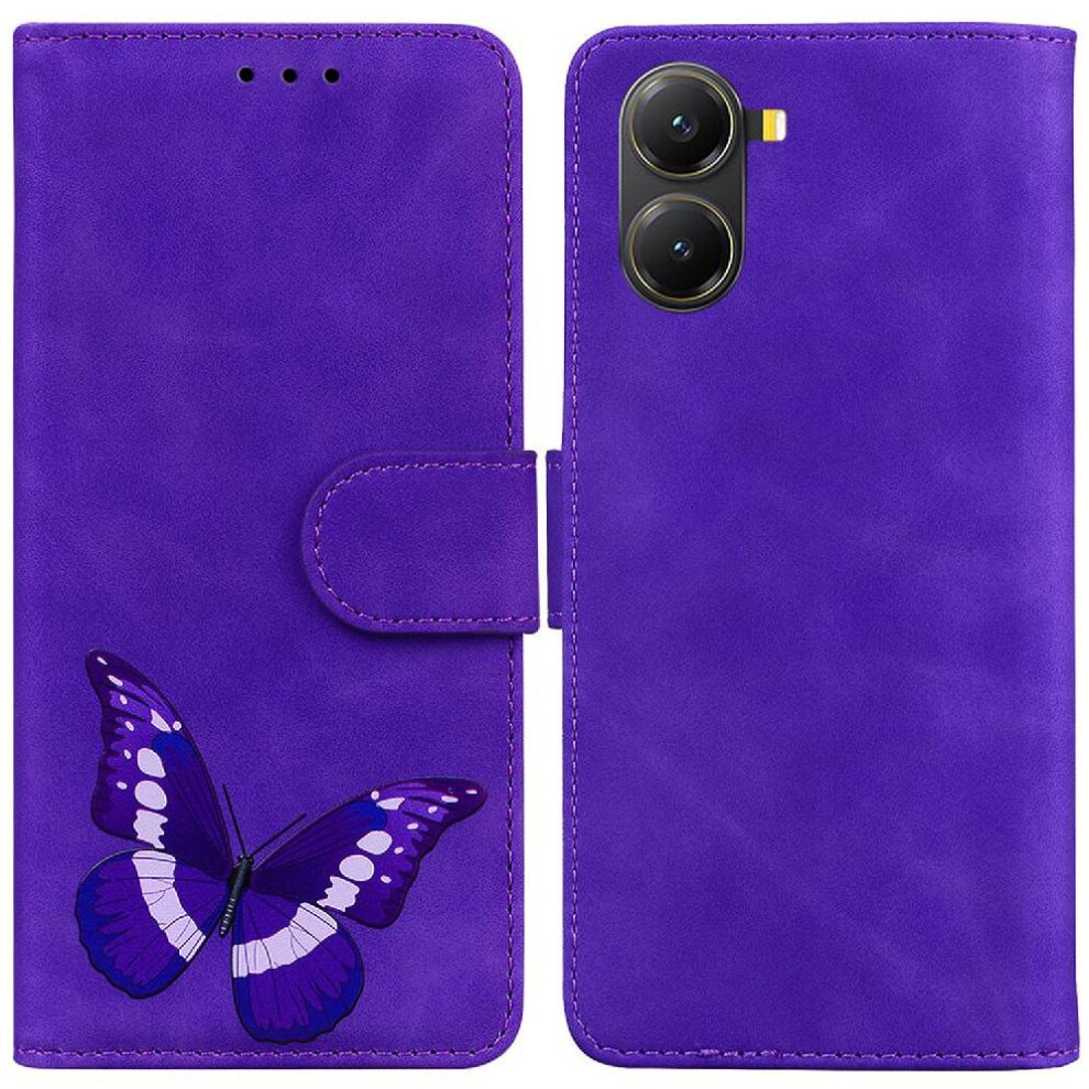 (Purple) Case For Xiaomi Poco X7 Pro 5G Card Slots Color Printed Wallet Flip Folio Cover Butterfly Purple 764563783373