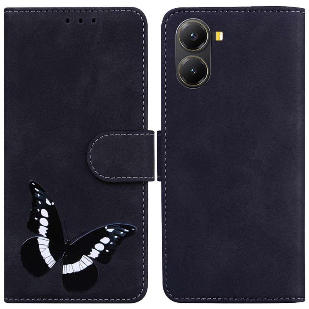 (Black) Case For Xiaomi Poco X7 Pro 5G Card Slots Color Printed Wallet Flip Folio Cover Butterfly Black 764563783427