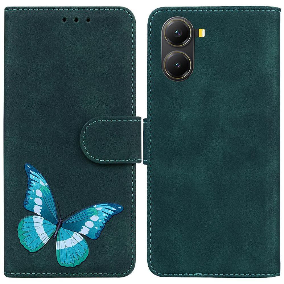 (Green) Case For Xiaomi Poco X7 Pro 5G Card Slots Color Printed Wallet Flip Folio Cover Butterfly Green 764563783397