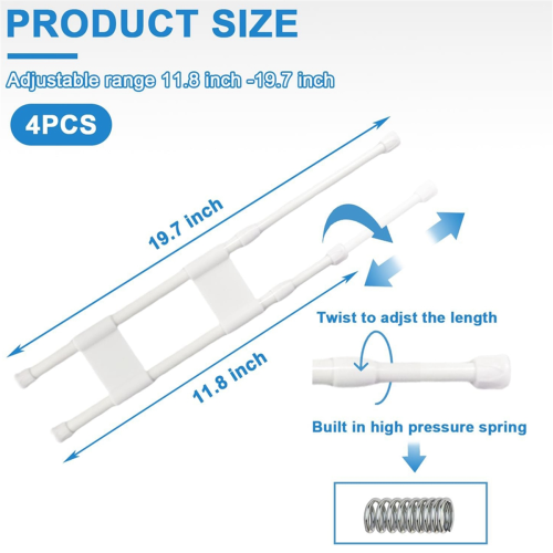 4 pcs Double RV Refrigerator Bars Adjustable Fridge Tension Rods 2