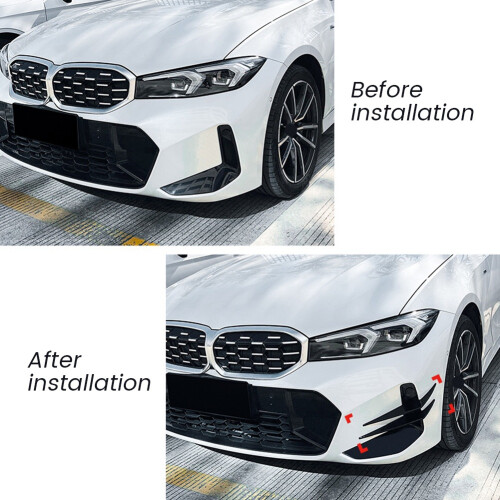 Auto Glanz Schwarz Front Stoßstange Seite Canards Splitter Spoiler Nebel 1