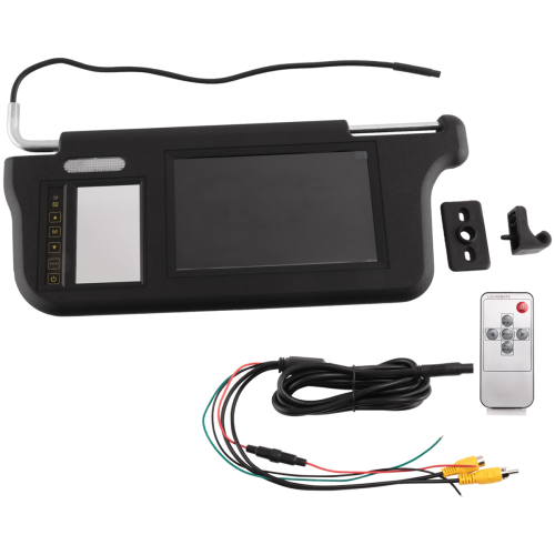 Tela de 7 polegadas para visor solar esquerdo do carro (espelho retrovisor), preta 1