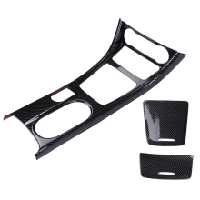 Suporte para copos de água no console central do carro, acabamento em painel ABS, fibra de carbono