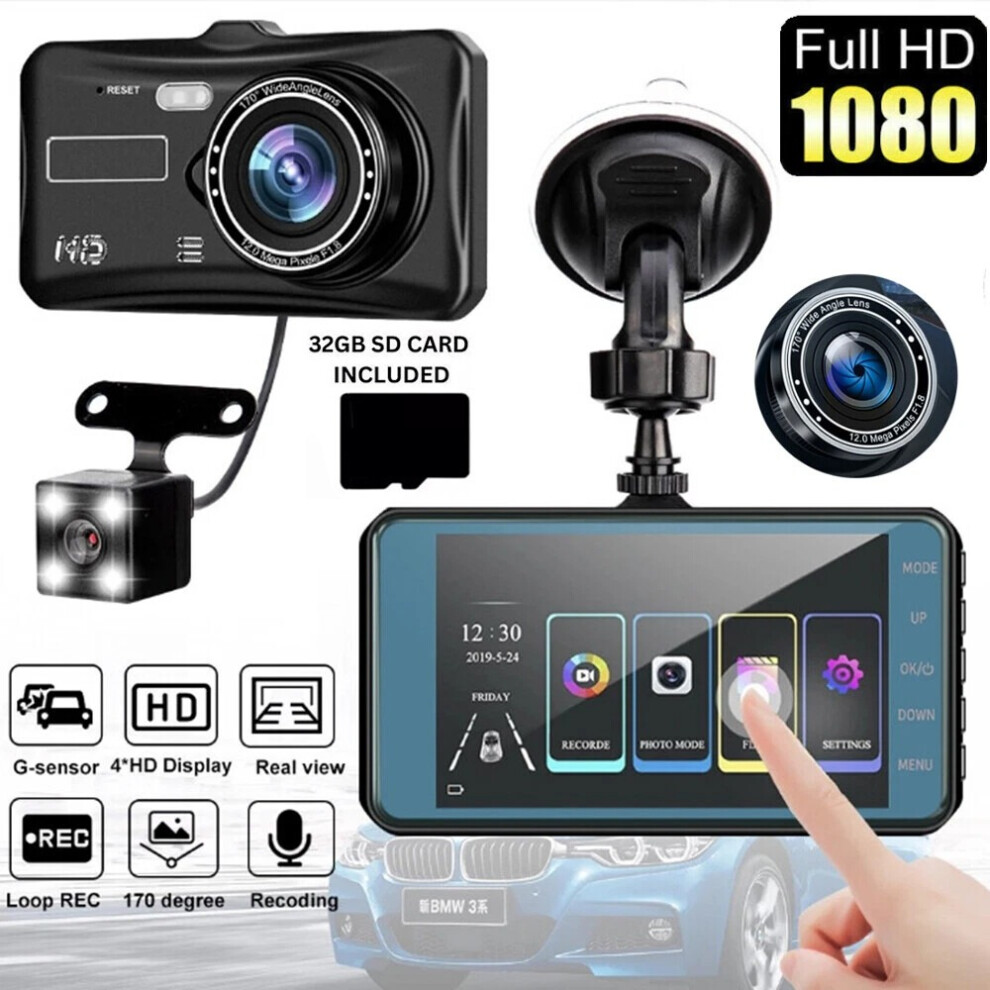 32GB+4" Dash Cam Pro Car Camera Recorder Dual Front and Rear HD1080P NightVision-image-OPC-PHQPJNC-NEW