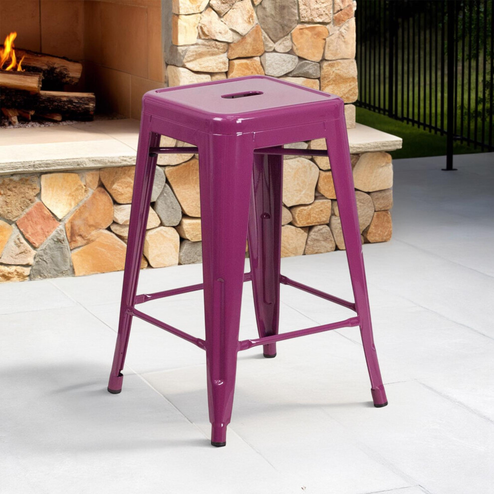 Set Of 4 24 Inch Black Metal Stools