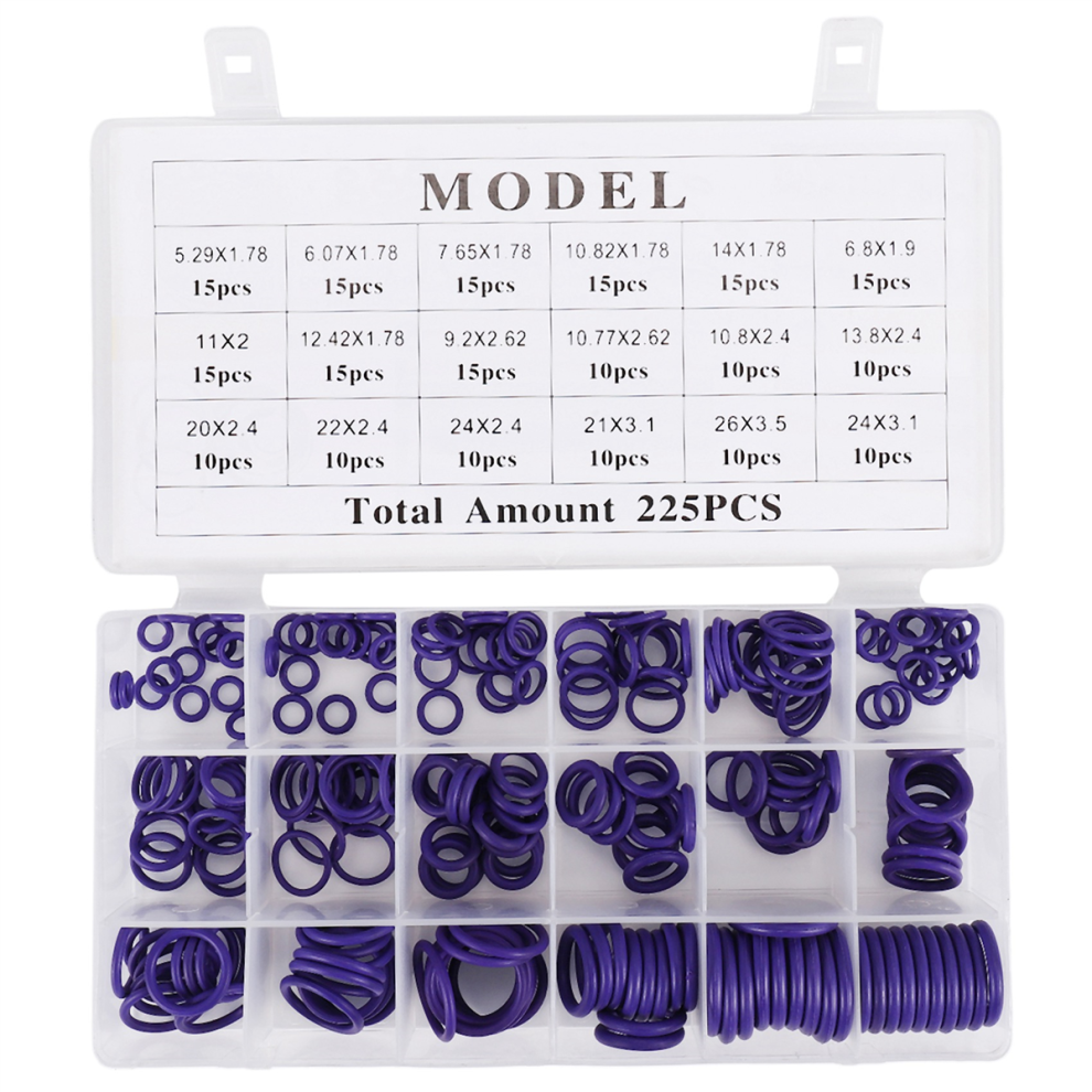 225Pcs Seal O-Ring R22 R134a Air Conditioning O-Ring Rubber Washer 4851839514499