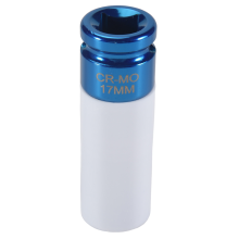 Cerchio in lega 1/2" Drive 17mm Set dado a bussola per impatto profondo a parete sottile blu