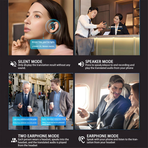 M111 Smart Translator Headset 144-Language AI Translation Black 2