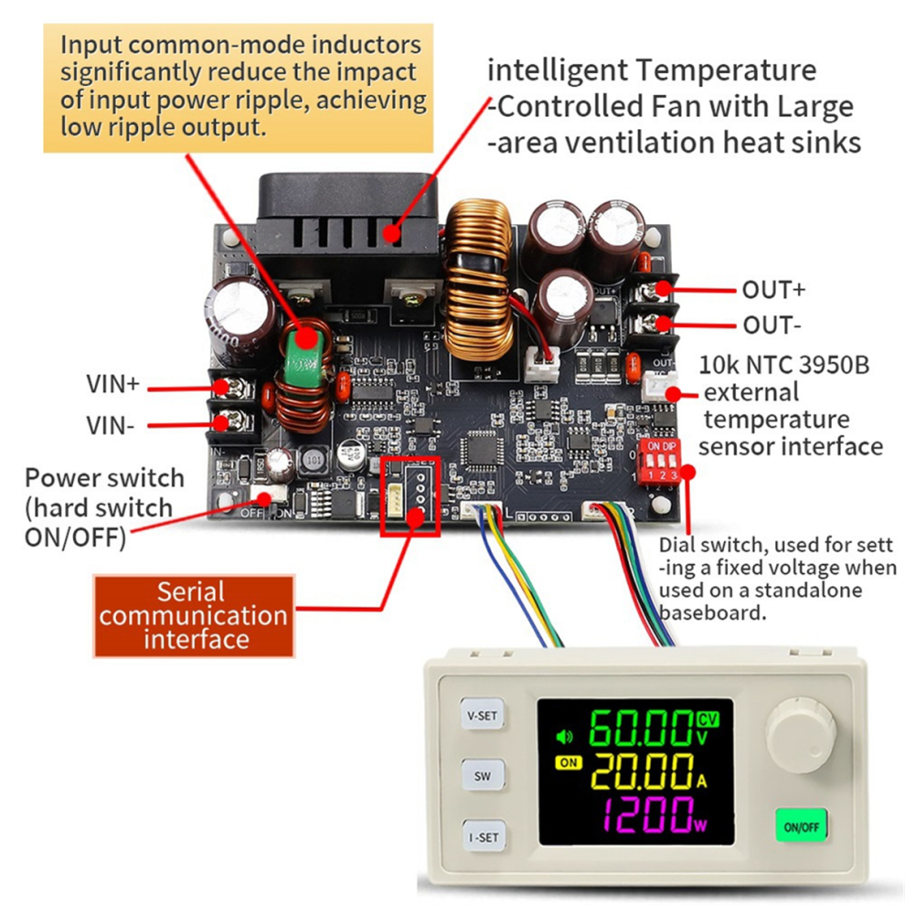 Constant Voltage Current Maintenance 20A/1200W Step-Down Module 4852580904393