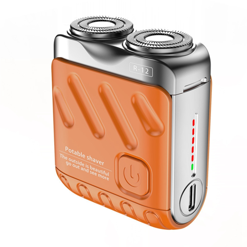 Rechargeable Electric Double Ring Magnetic Beard Shaver, Orange 2
