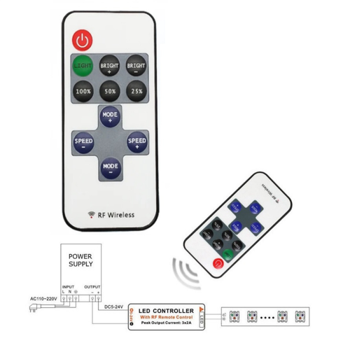 11 πλήκτρα LED Strip Mini Dimmer Τηλεχειριστήριο 5V USB Interface Controller 2