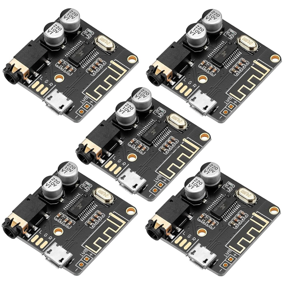 5Pcs Tooth Audio Receiver Board Bt 5.0 Stereo Audio Amplifier Blue 4852580915818