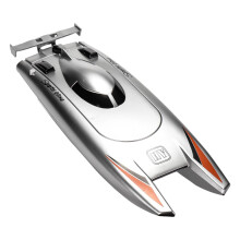 (Zilver) 2.4G RC-boten 25 km/u hoge snelheid raceboot 2CH dubbele motor afstandsbediening ABS