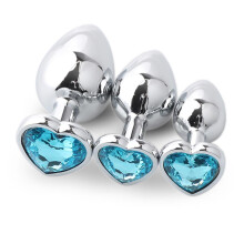 (Lichtblauw - Set van 3) 3 stuks/set anale sieraden hart metalen anale plug seksspeeltjes vrouwen