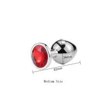 (Rood-M) Metalen anale speeltjes vibrator vrouwen volwassen seks buttplug roestvrij staal anale plug