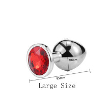 (Rood-L) Metalen anale speeltjes vibrator vrouwen volwassen seks buttplug roestvrij staal anale plug