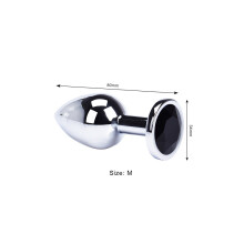 (Zwart-M) Metalen anale speeltjes vibrator vrouwen volwassen seks buttplug roestvrij staal anale plug