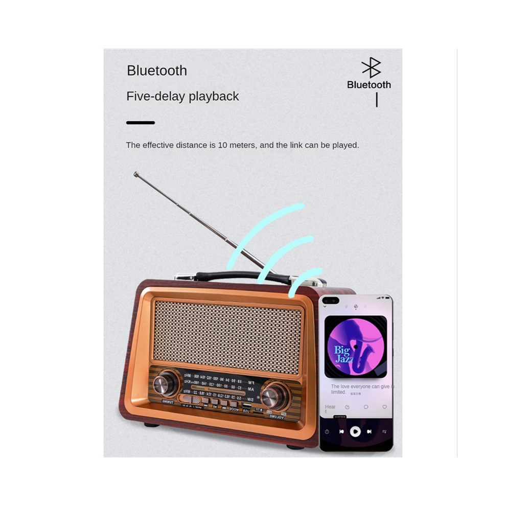 Radio Hifi Stereo Am/Fm Radio Player Usb Tf Aux Mp3,Mahogany 4852580931160