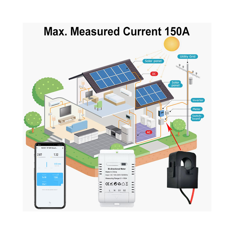 Tuya Solar Pv Bidirectional Wifi Energy Meter With Ct 4852580928924