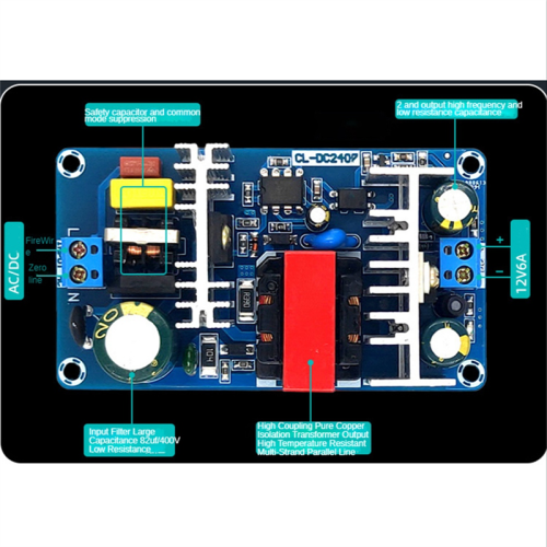 Carte d'alimentation à découpage 12 V 6 A, 70 W, module d'alimentation isolé 2