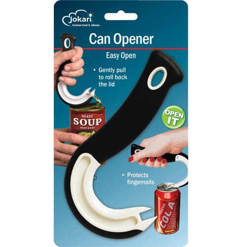 Jokari Easy Open Ring Pull Can Opener 1 Pack. Durable Non Slip Rubber Grip Ma