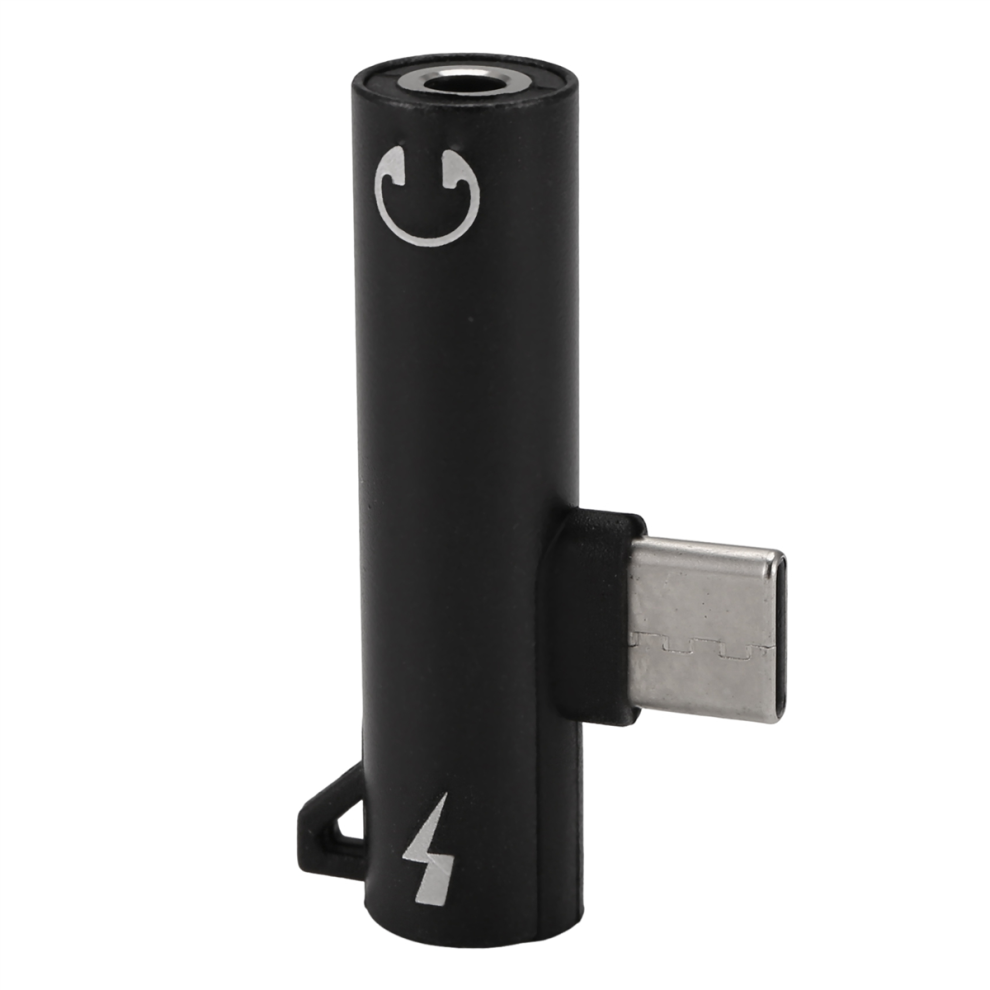 Type-C Audio Adapter 2-in-1 3.5mm Round Hole Earphone Converter