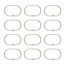 12-Pcs Oval Metal Shower Curtain Rings, Silver - Anti-Slip, Rust-Resistant, Smooth-Glide Ring Hangers for Standard Rods