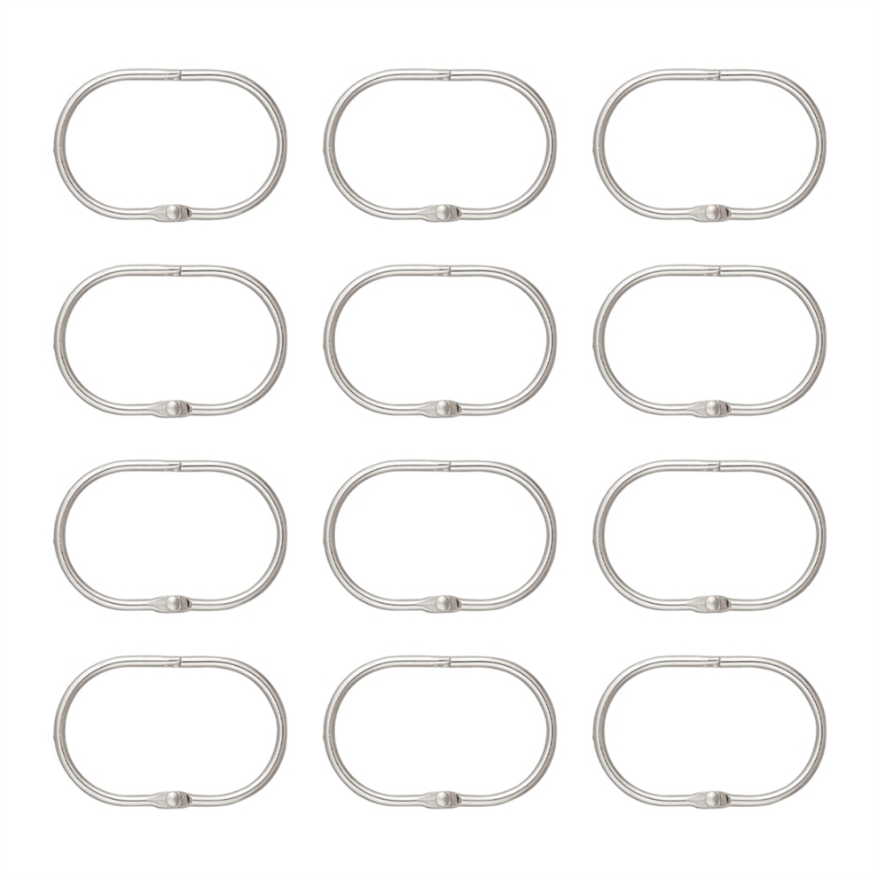 Bez Marki 12-Pcs Oval Metal Shower Curtain Rings, Silver - Anti-Slip, Rust-Resistant, Smooth-Glide Ring Hangers For Standard Rods