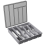 Silverware Organizer with Lid,Covered Utensil Tray Gray 1