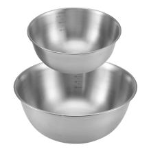 2PCS Stainless Steel Mixing Bowl with Scale Deep Mixing Egg Bowls