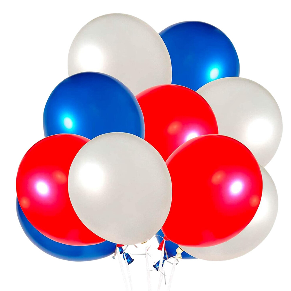 60 Pack Red White and Blue Balloons 12 Inch Latex Party Balloons