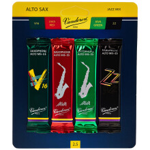 A Vandoren SRMIXA25 Alto Sax Jazz Reed Mix krtya 1-1 ZZ V16 JAVA s JAVA Red Strength 2.5 krtyt tartalmaz