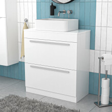 Nes Home White 800mm Vanity Cabinet And Rectangle Counter Top Basin Sink Unit