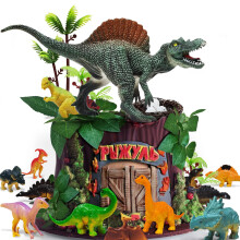 GLAHORSE 26 PCS Dinosaur Cake Toppers With Dinosaur Eggs Leaves Trees Cake Decorations For Birthday Party Dinosaur Themed Party  Wild Animals Party Ki