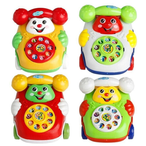 Pull String Mini Ringing Bell Telephone Model Toy Car Kids Educational Cartoon